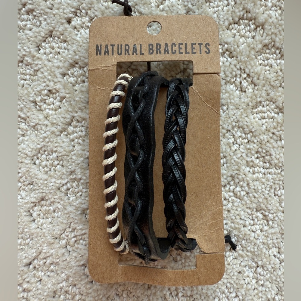New Men’s set of three Natural Braid black bracelets